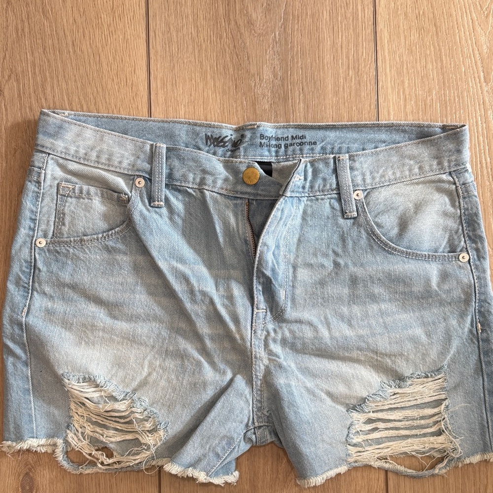 Massimo Light Blue Distressed Jean Shorts